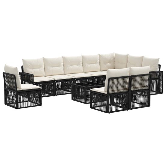 Ensemble de canapé de jardin 11 pc noir et blanc crème