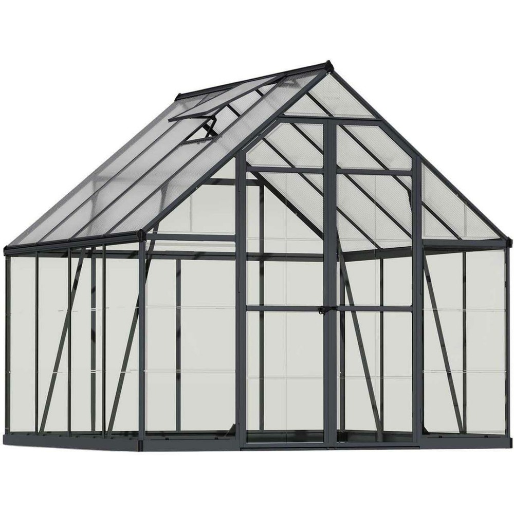 Serre de jardin en aluminium gris et polycarbonate balance 6m²