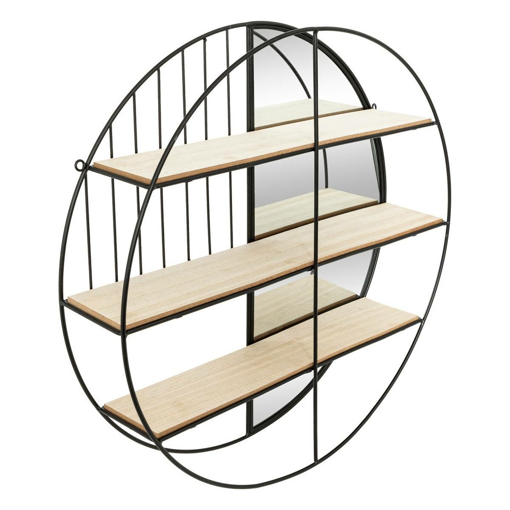 Etagère murale avec miroir zina métal noir d56cm