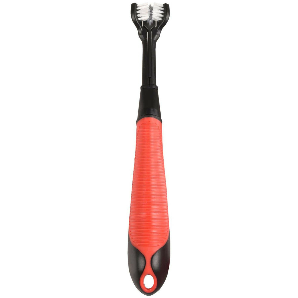 Brosse à dents kerber soft grip noir rouge 20 cm pour chien