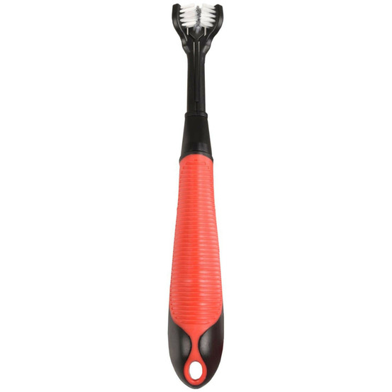 Brosse à dents kerber soft grip noir rouge 20 cm pour chien