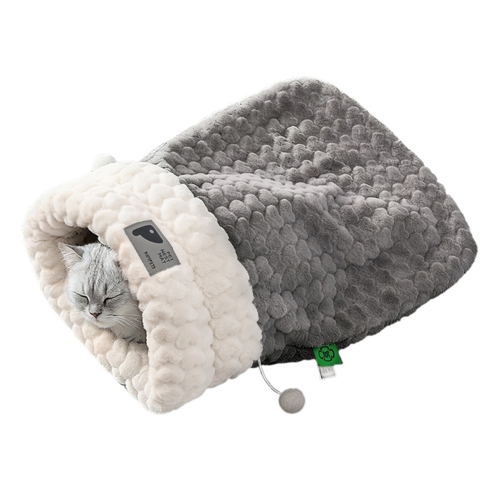 Sac de couchage chaud pour chat et chiens gris taille m confort