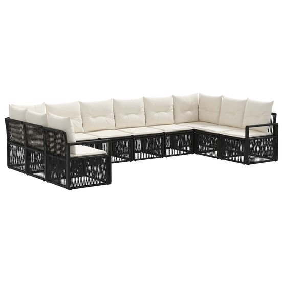 Ensemble de canapé de jardin 10 pc noir polyrotin