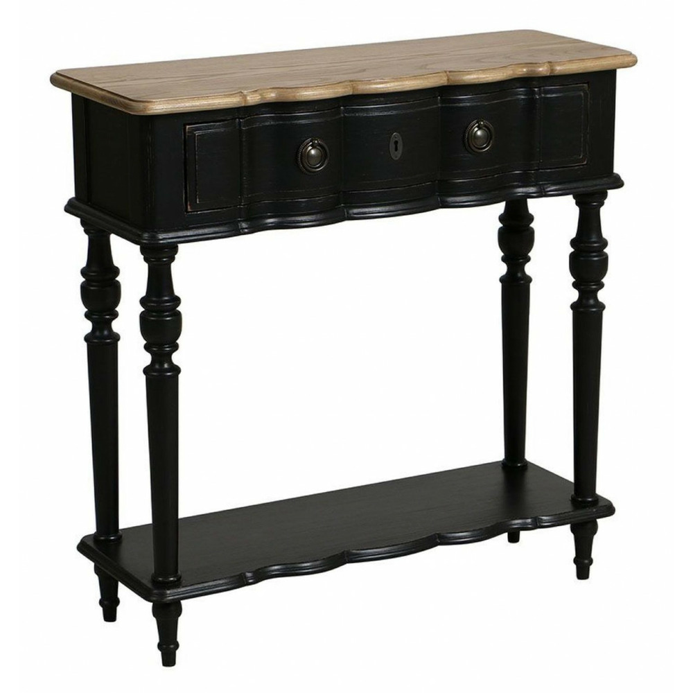 Console 1 tiroir bois noir - manoir interior's