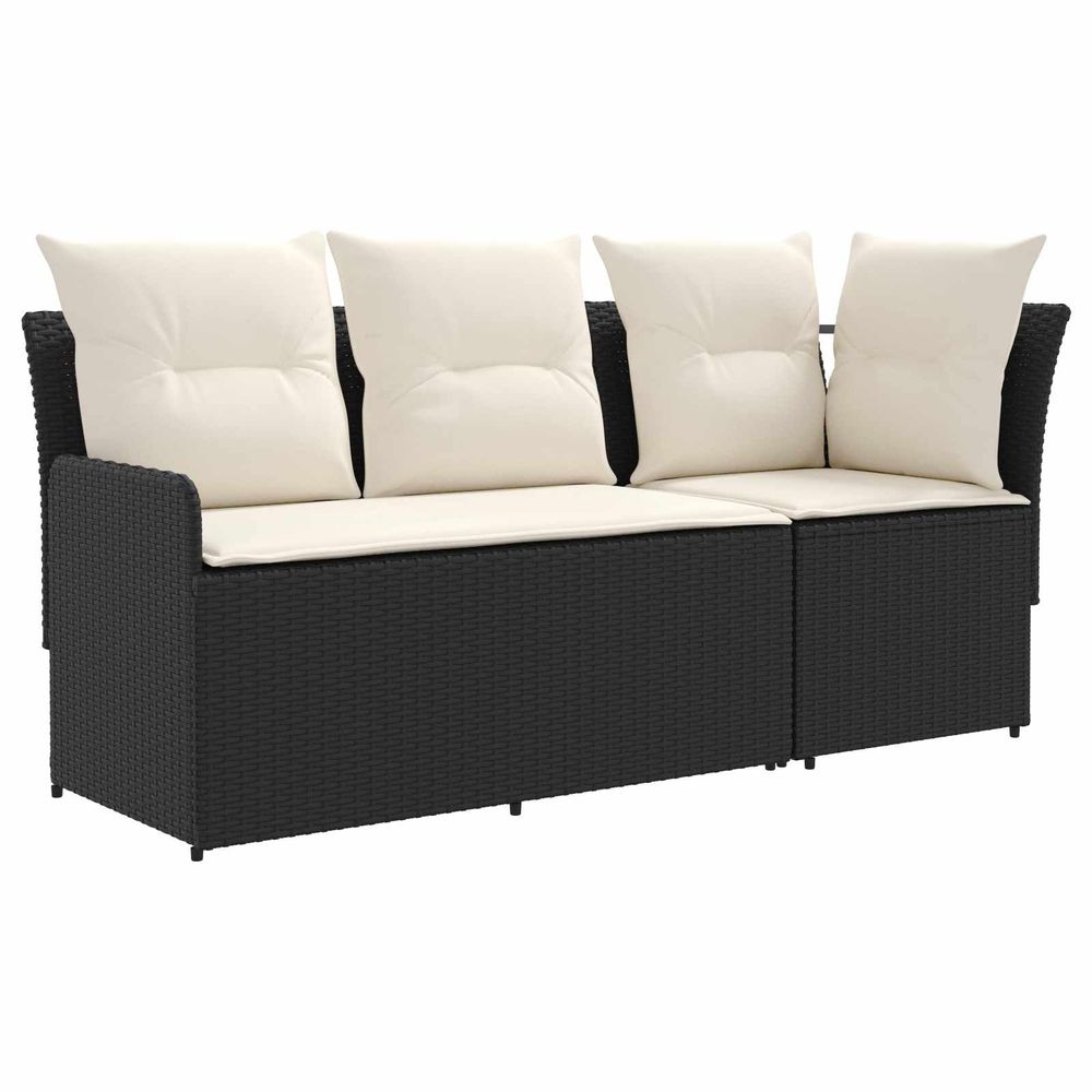 2 pc sofa de jardin avec accoudoirs et sofa d'angle rotin pe