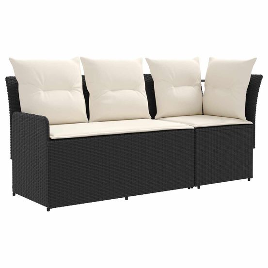 2 pc sofa de jardin avec accoudoirs et sofa d'angle rotin pe