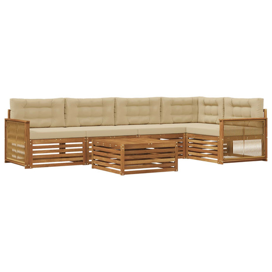 Ensemble de canapés d'extérieur 6 pcs naturel et beige