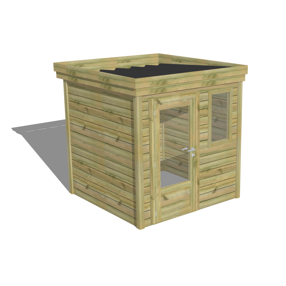 Abri de jardin bois pin traité autoclave 27mm - 2,14x2,14m / 5m2 - bac acier - abri français