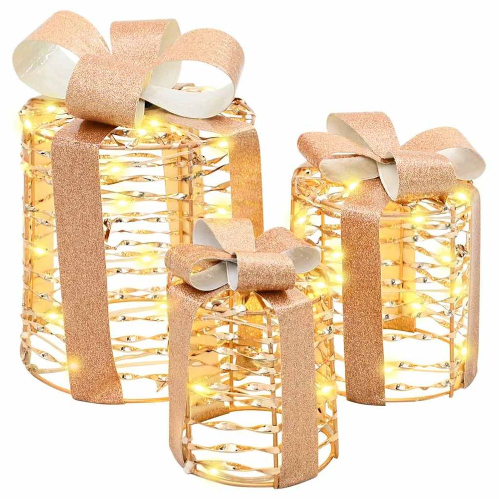 Décoration de boîte cadeau 3 pc blanc chaud 20 x 20 x 20 cm pet