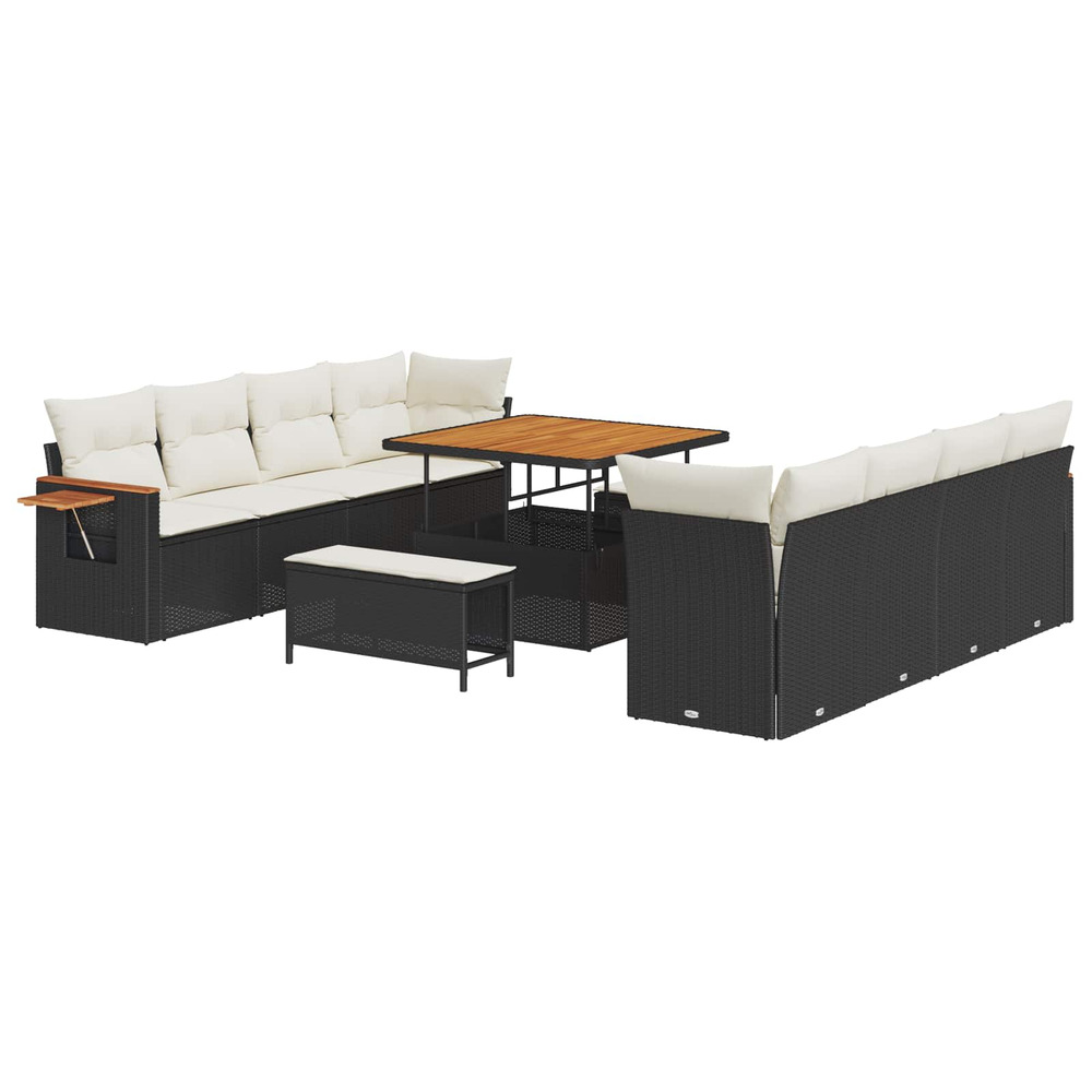 Ensemble de canapé de jardin 11 pcs noir polyrotin