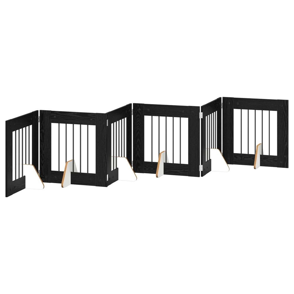 Porte de chien pliable avec supports 6 pc chêne noir 362 cm