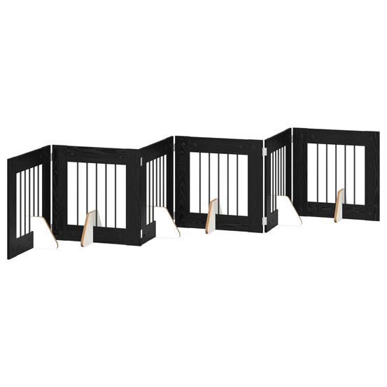 Porte de chien pliable avec supports 6 pc chêne noir 362 cm