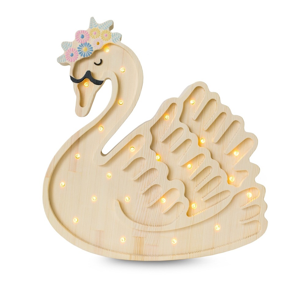 Lampe veilleuse cygne bois naturel