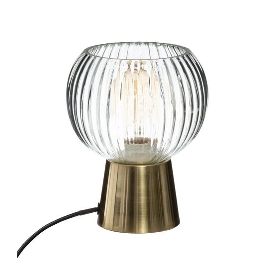 Lampe à poser en verre déco et base en métal h 19.5 cm