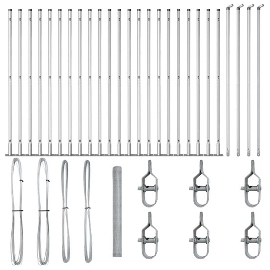 Clôture avec poteaux argent 1.5 x 50 m acier recouvert de pvc