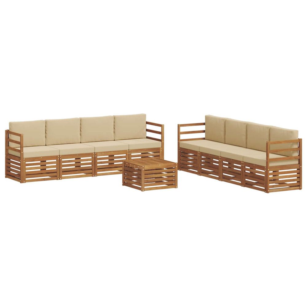 Ensemble de canapés d'extérieur 9 pc naturel et beige