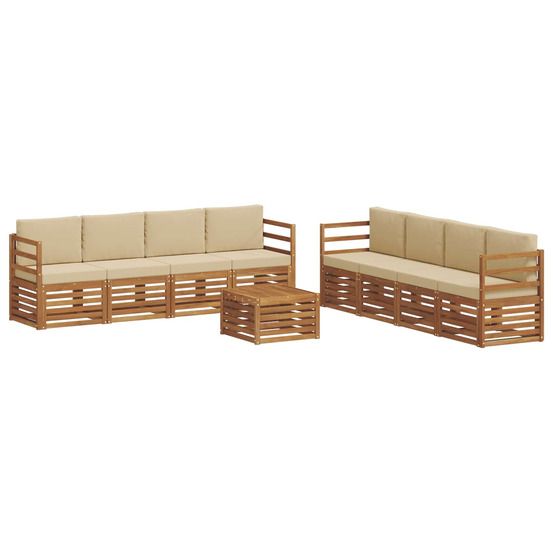 Ensemble de canapés d'extérieur 9 pc naturel et beige