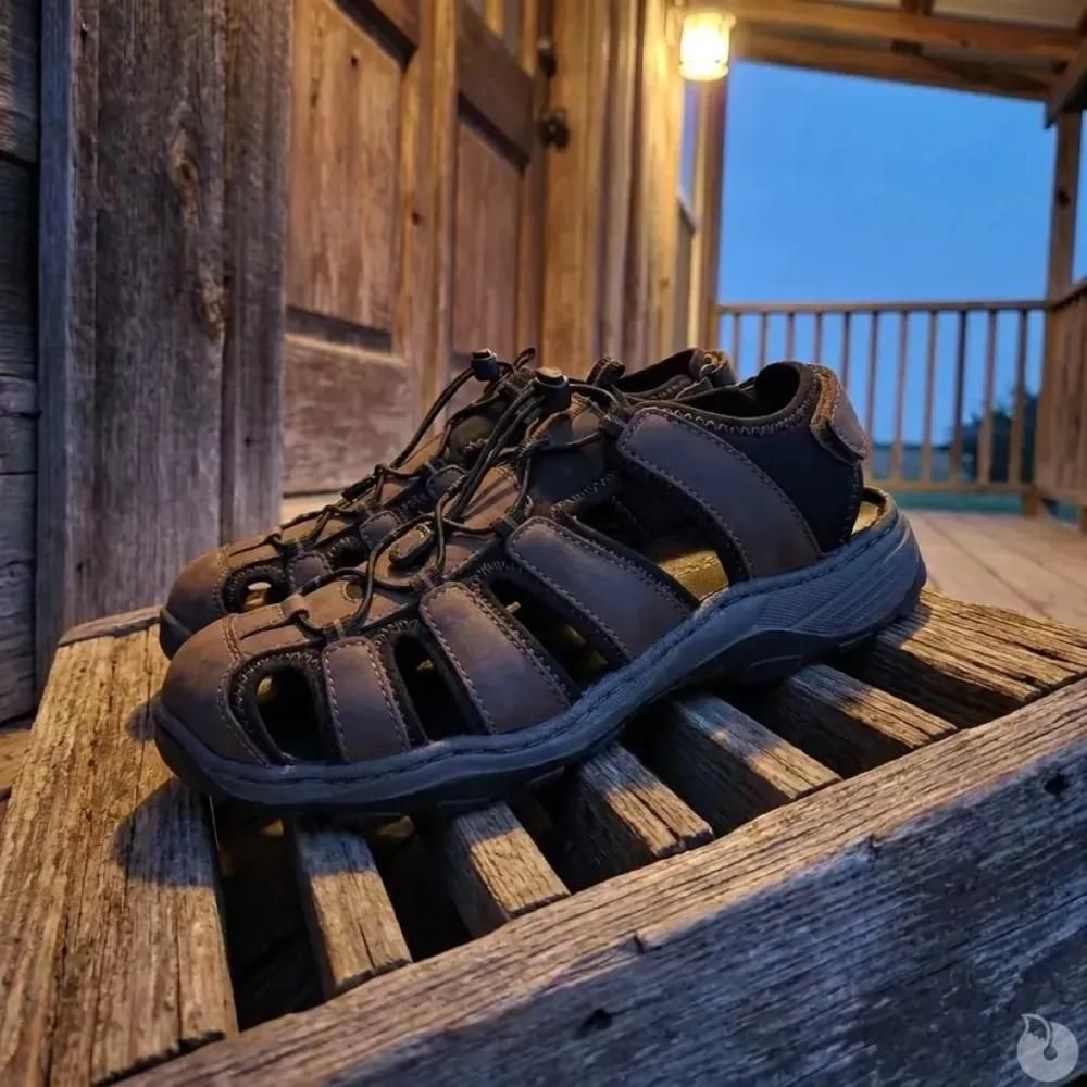 Sandales fermées homme en cuir marron - ayoka doul