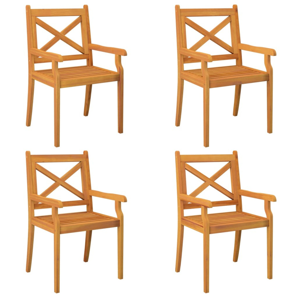 Chaises à manger d'extérieur lot de 4 bois d'acacia massif