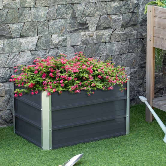 Carré potager en acier pour jardin extérieur culture légumes et fleurs 66x47x40cm gris foncé
