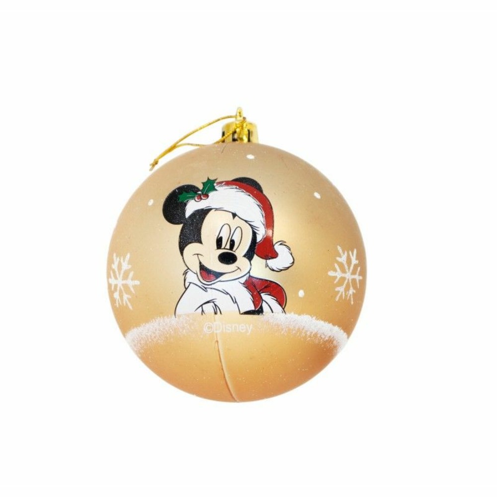 Boule de noël mickey mouse happy smiles doré 6 unités plastique (ø 8 cm)