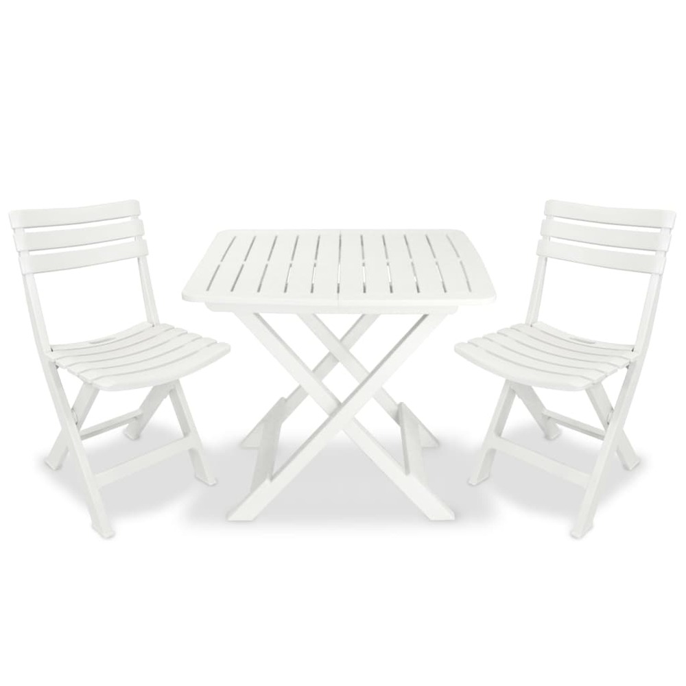 Ensemble de bistro pliable 3 pcs plastique blanc