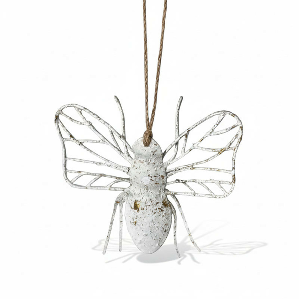 Suspension abeille blanc doré 15x4x13cm