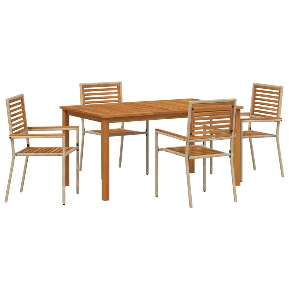 Ensemble de salle à manger pour jardin 5 pc beige