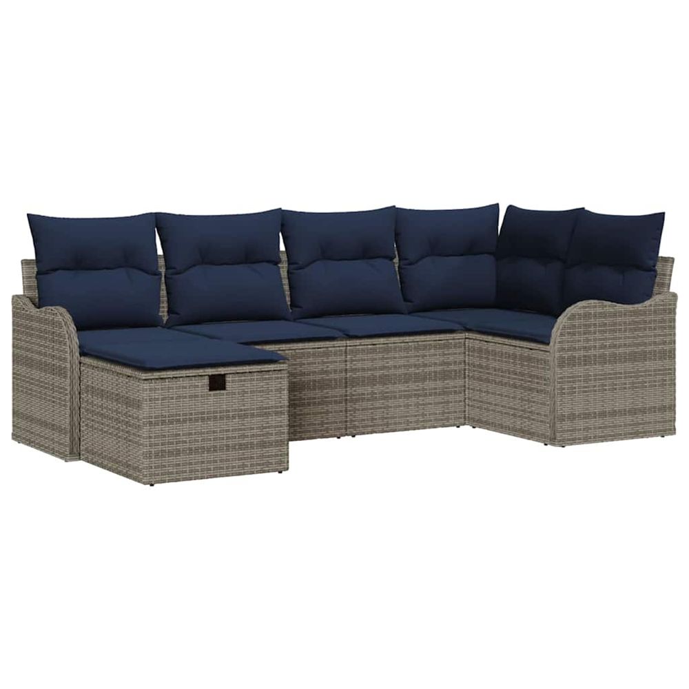Ensemble de canapé de jardin 6 pc gris et marine polyrotin