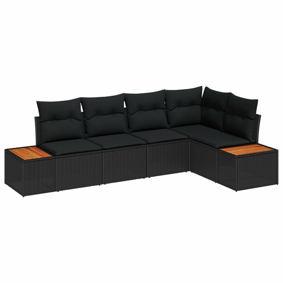 Ensemble de canapé de jardin avec coussin 5 pcs noir poly rotin