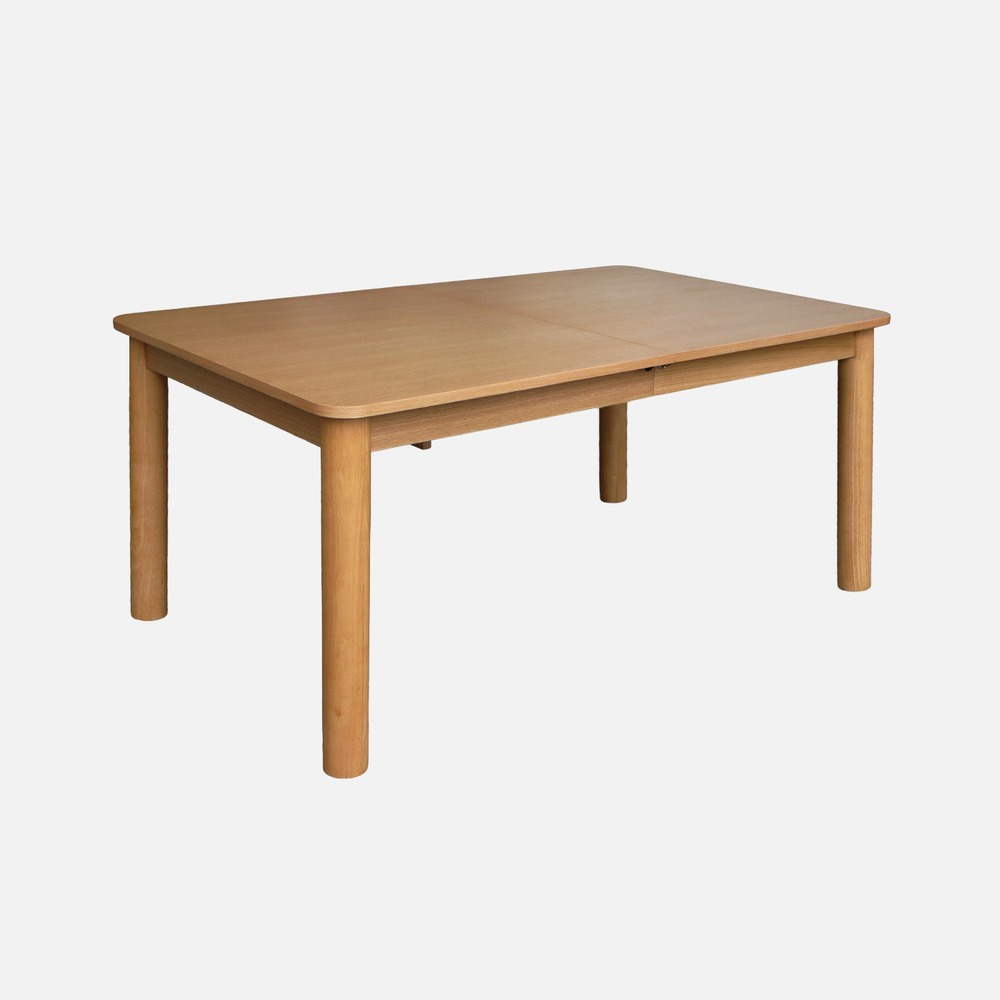 Table à manger rectangulaire extensible bois d'hévéa et placage chêne 6 à 10 places - 170-270cm - solene