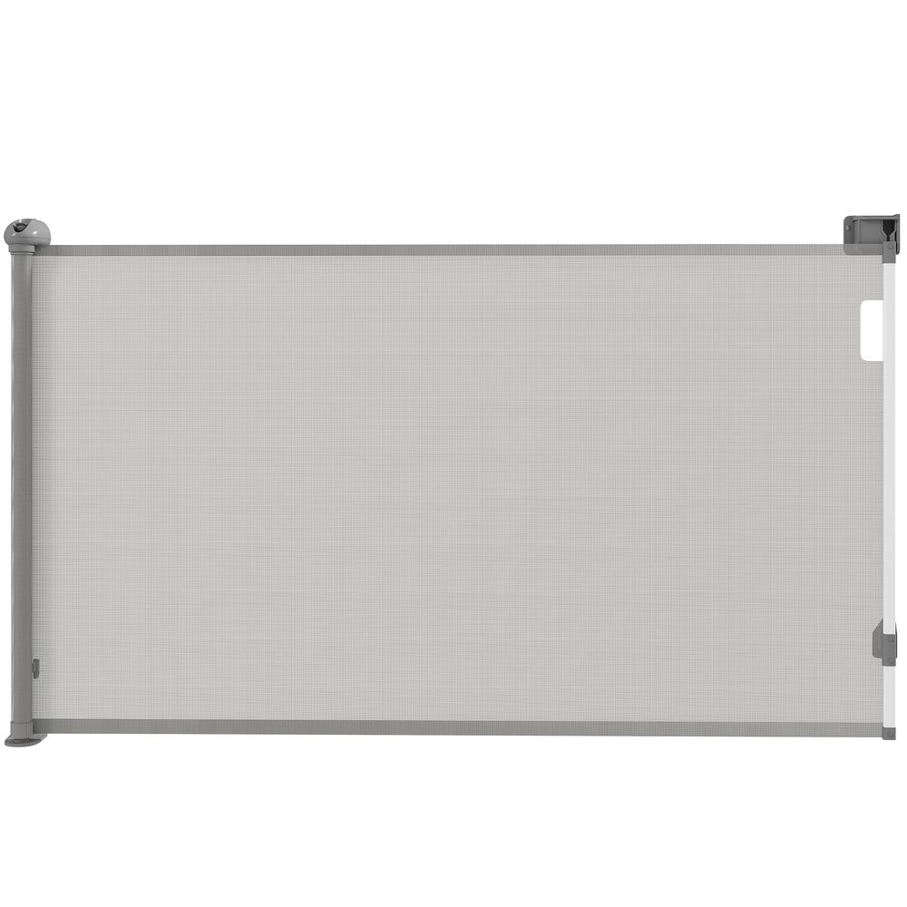 Barrière rétractable chien plastique porte couloir verrouillage auto 149cm gris