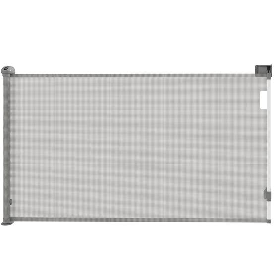 Barrière rétractable chien plastique porte couloir verrouillage auto 149cm gris