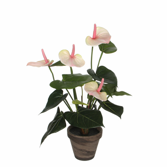 Mica decorations plante artificielle anthurium - h40 cm - rose clair