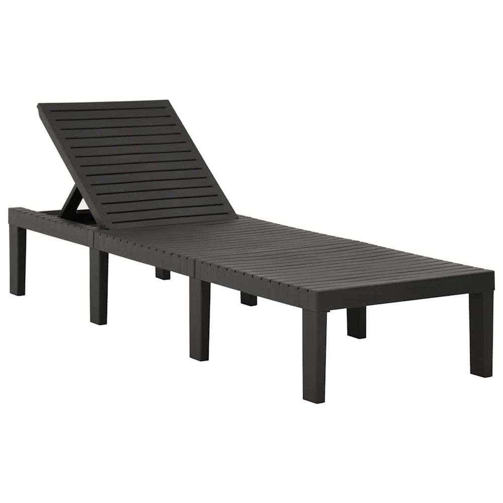 Chaise longue plastique anthracite bain de soleil