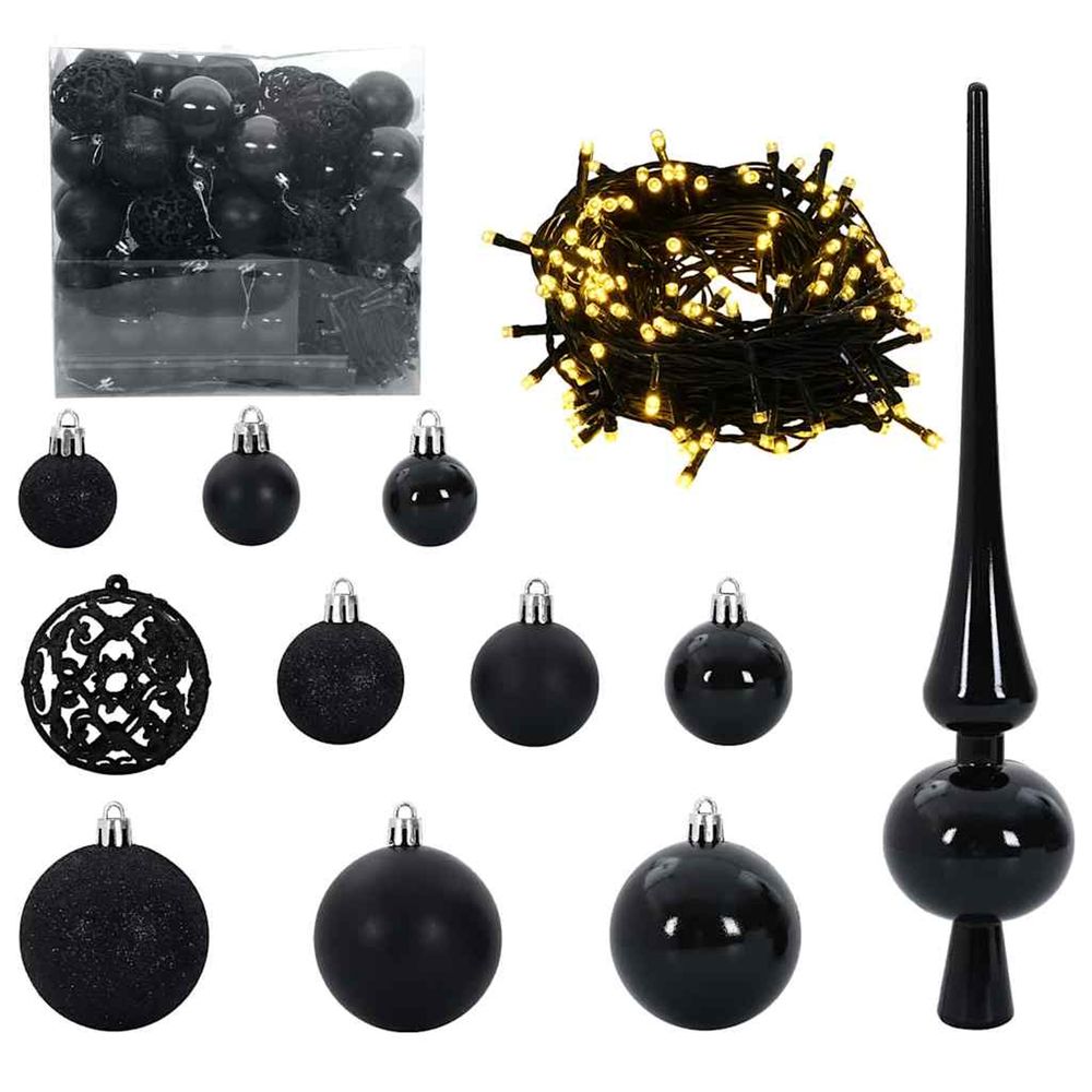 Ensemble de boules de noël 120 pc 300 led blanc chaud ø 6 cm