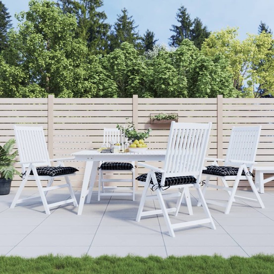 Coussins de chaise lot de 4 carreaux noir 50x50x7 cm