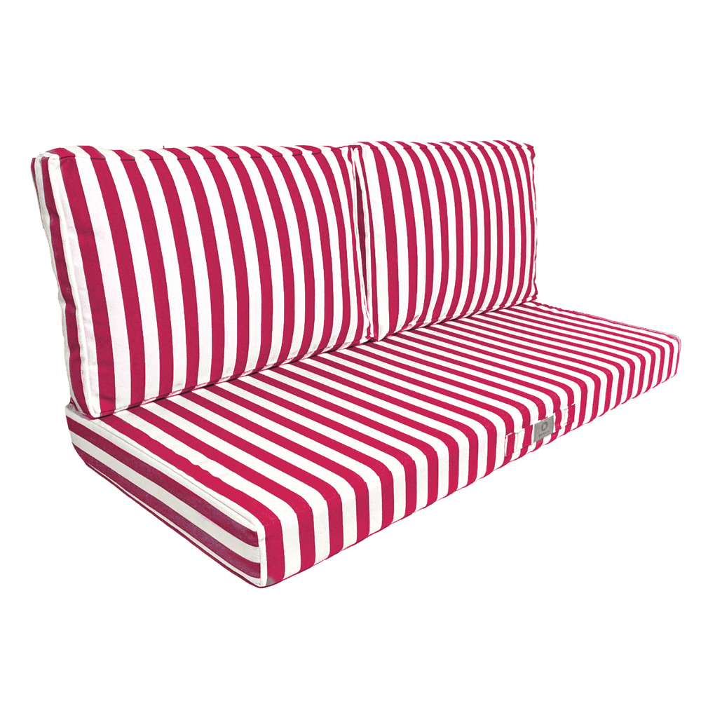 Coussins pour salon de jardin déhoussable 100x50cm rayure rouge