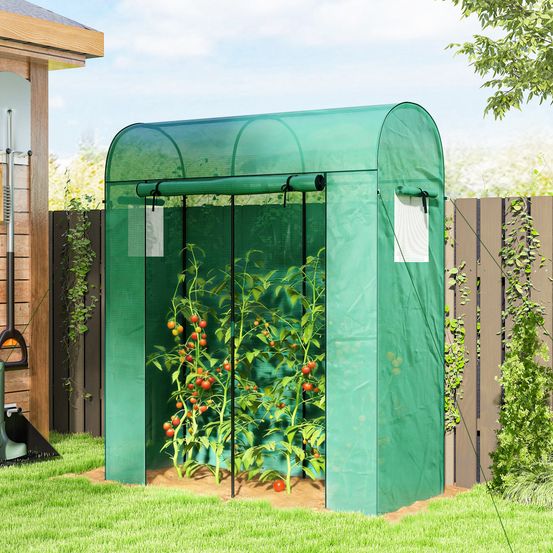 Serre de jardin pe et acier 170 x 68 x 200 cm verte balcon hivernage porte roulante - comfortxl outdoor living