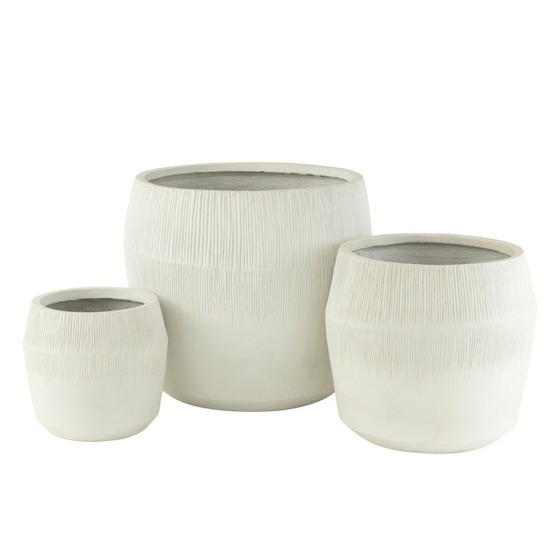 Cache-pot en poterie blanc 50.5x50.5x49.5 cm (set de 3)