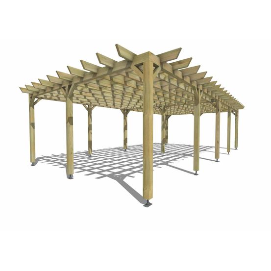 Pergola bois • 10m x 5m • indépendante • style retro • livraison comprise