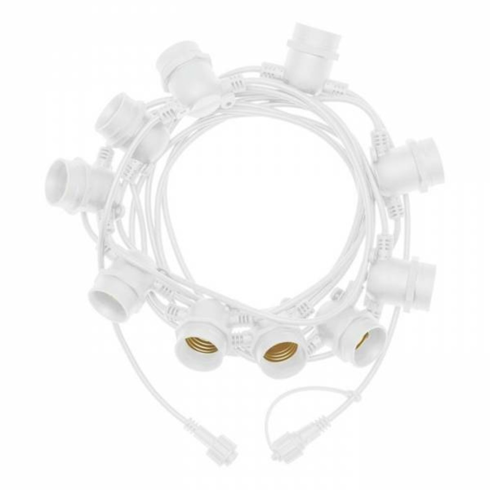 Guirlande guinguette 36v basse tension 5m 10 douilles connectable câble blanc ip44 professionnelle lotti