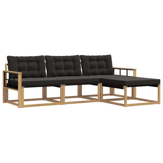 Ensemble de canapés d'extérieur 4 pc blanc et noir