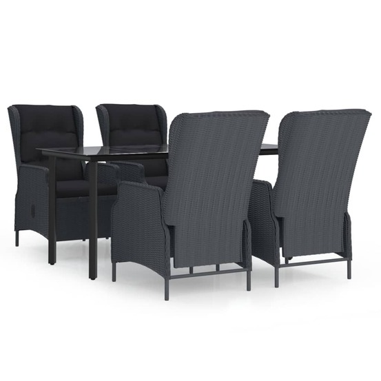 Ensemble à manger de jardin 5 pcs gris foncé résine tressée