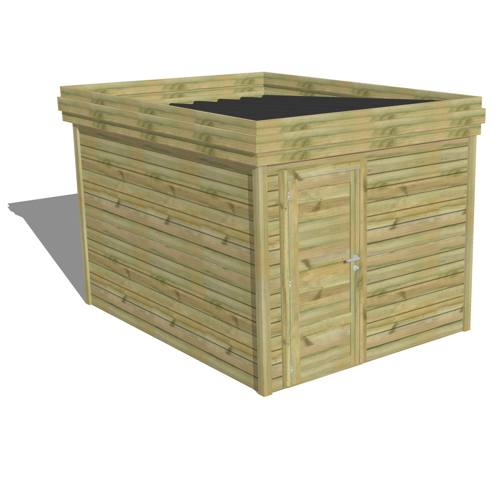 Abri de jardin bois pin traité autoclave 27mm - 2,64x3,44m / 9m2 - bac acier - abri français