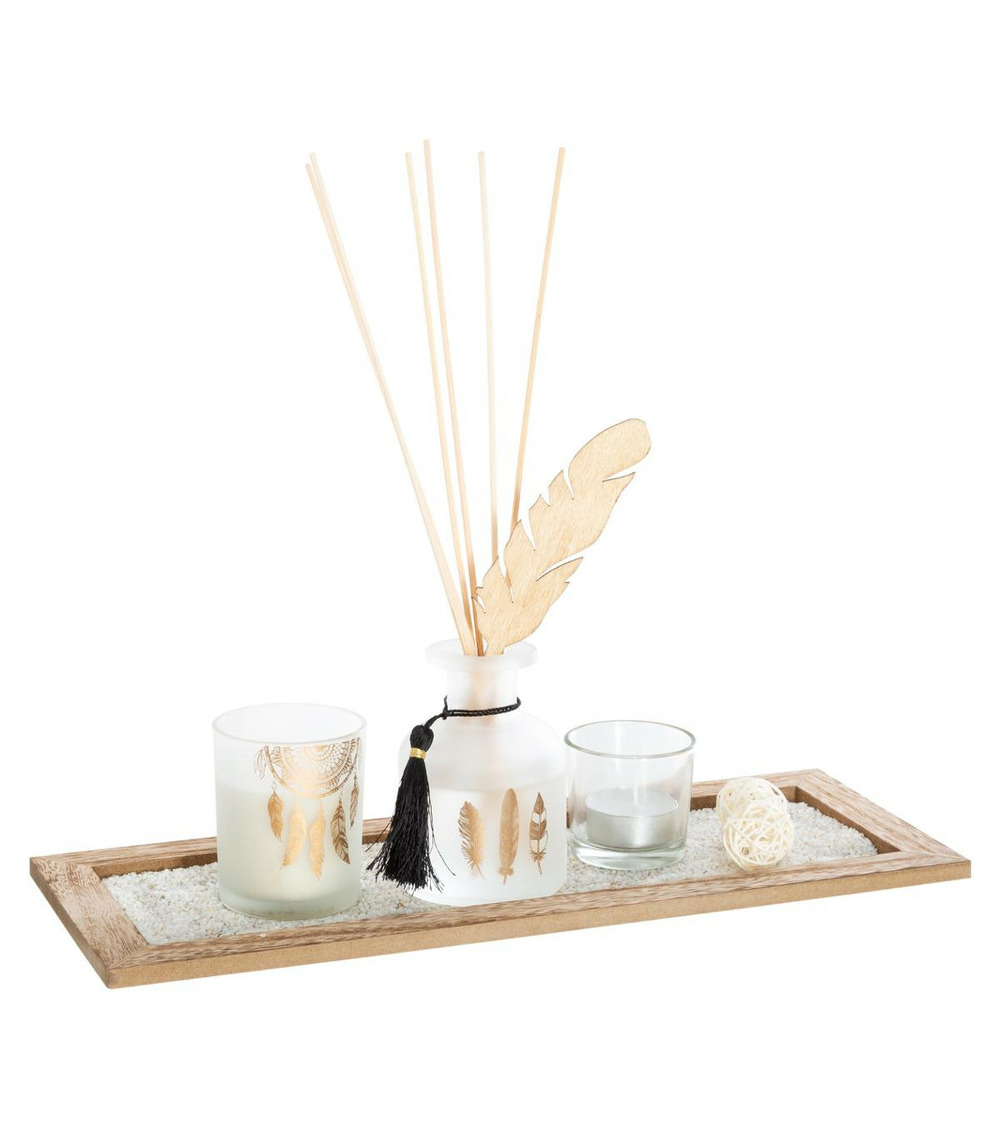 Coffret senteur bois de gaiac plateau, diffuseur, photophore et bougie