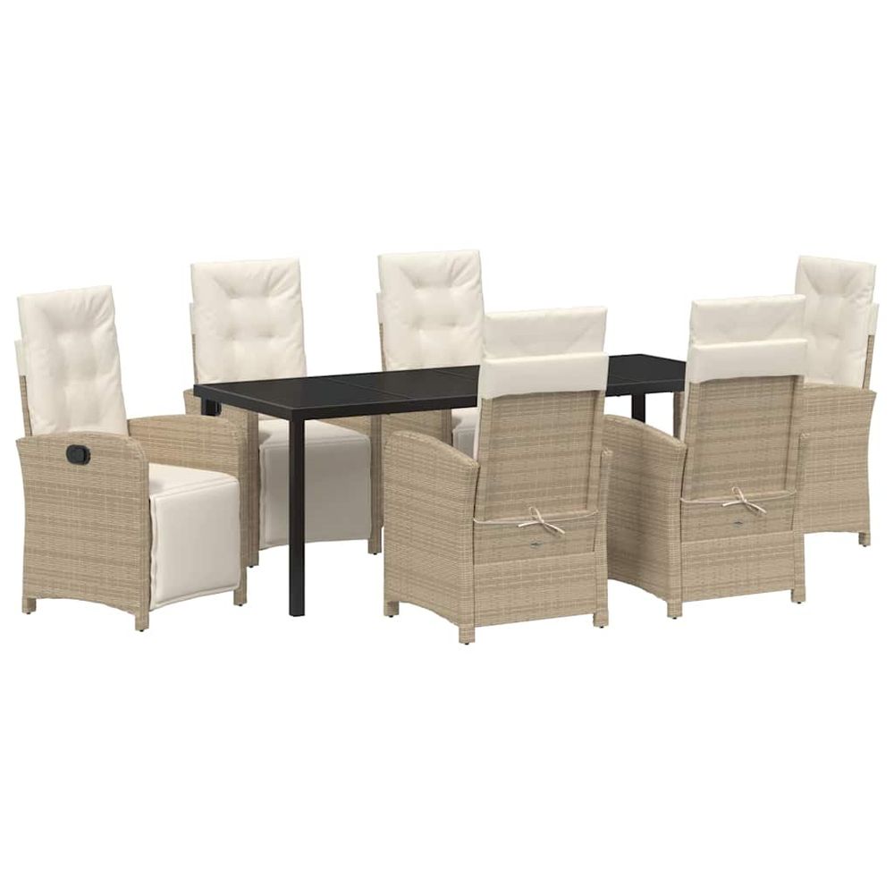 Ensemble de salle à manger pour jardin 7 pc beige polyrotin