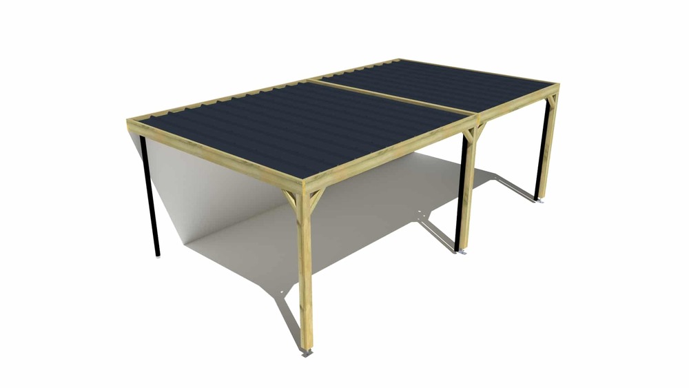 Carport bois • 7m x 4m • adossée • sens largeur • livraison comprise