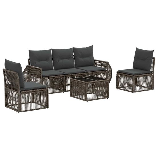 Ensemble de canapé de jardin 6 pc gris et gris foncé polyrotin
