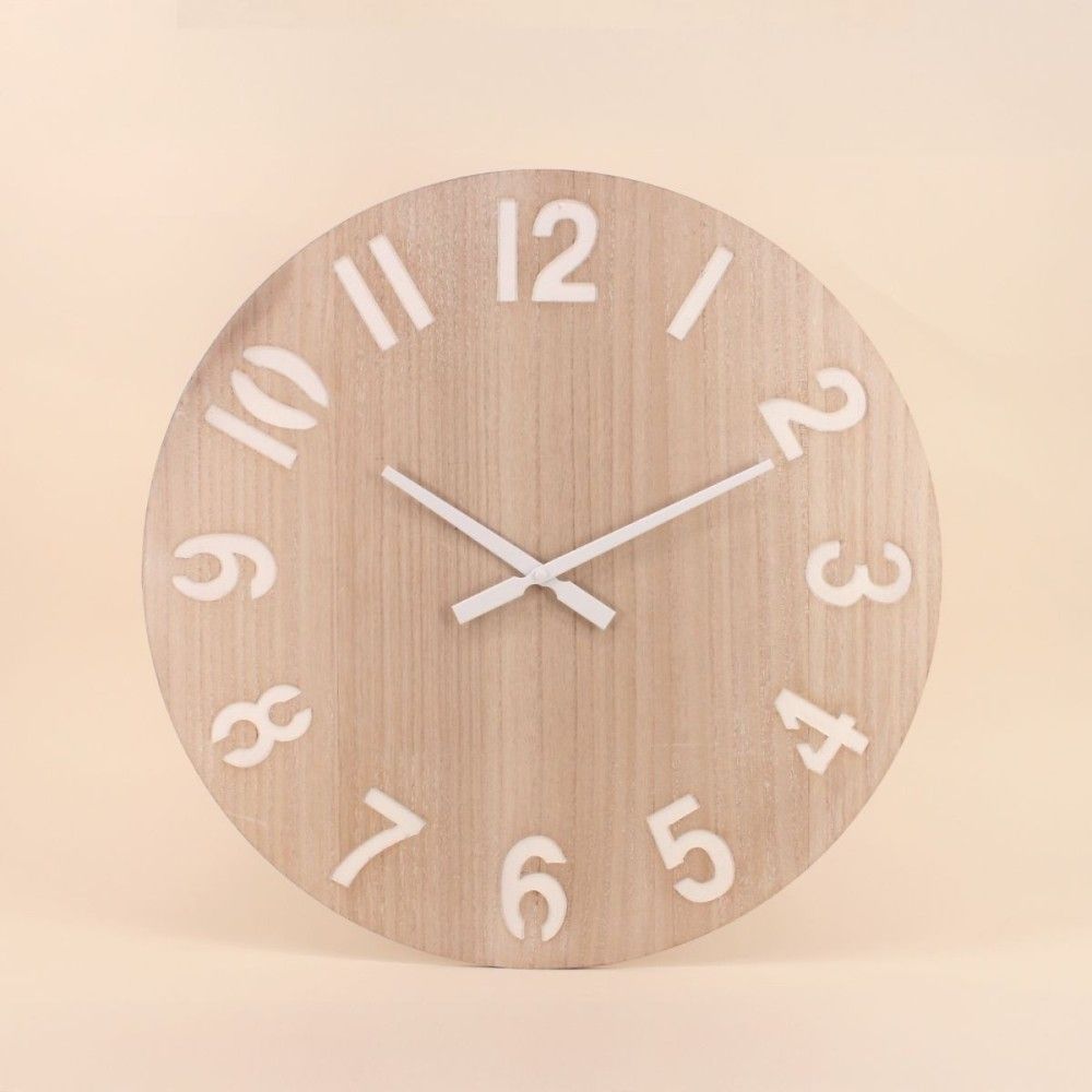 Horloge en bois blanchi 60cm, piama